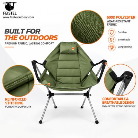 Sammenleggbar tur-gyngestol – 7075 aluminium utendørs gyngestol, 600D polyester, 4 kg 