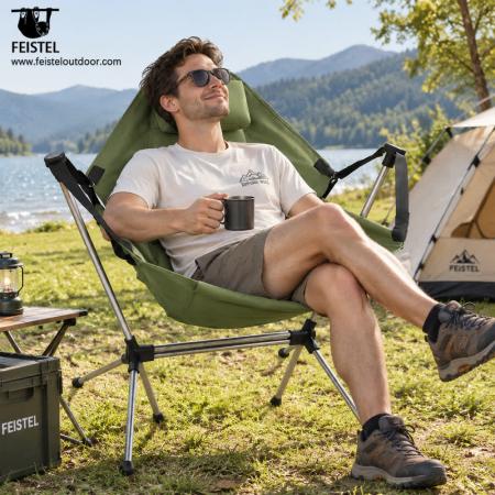 Sammenleggbar tur-gyngestol – 7075 aluminium utendørs gyngestol, 600D polyester, 4 kg 