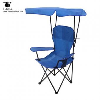 Sammenleggbar fiskestol for camping med koppholder og solskjerm