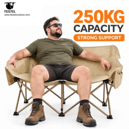 Sammenleggbar campingstol for 2 personer – 114 cm dobbel loveseat, 250 kg kapasitet, 4,05 kg bærbar design 