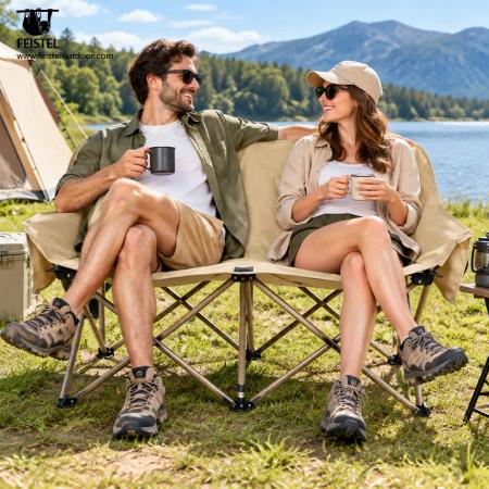 Sammenleggbar campingstol for 2 personer – 114 cm dobbel loveseat, 250 kg kapasitet, 4,05 kg bærbar design 