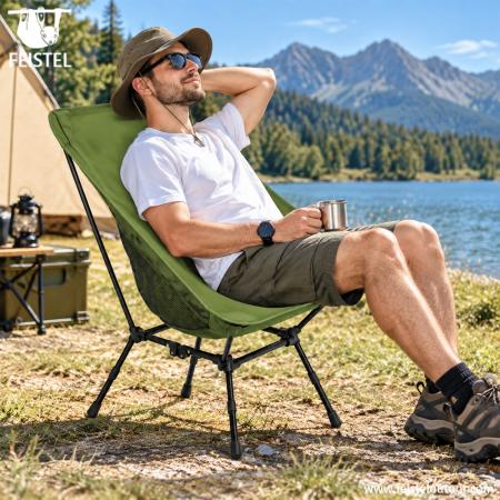 Bilcampingstol – 1,55 kg justerbar høyrygg, 7075 aluminium, 35×13 cm kompakt pakke 