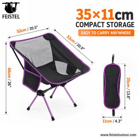 Lett campingstol for kvinner – 1,04 kg bærbar sammenleggbar strandstol, 7075-aluminium, 120 kg kapasitet 