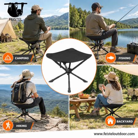 Ekstra stor 3-beins krakk – Stor sammenleggbar trefot campingkrakk med 7075 aluminiumsramme, 600D polyestersetemesh og 150 kg kapasitet 