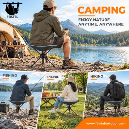 Lette campingkrakker – 0,57 kg sammenleggbar reisekrakk med 7075 aluminiumsramme, 600D setesete i polyesternett og 120 kg kapasitet 