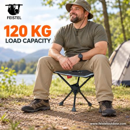 Lette campingkrakker – 0,57 kg sammenleggbar reisekrakk med 7075 aluminiumsramme, 600D setesete i polyesternett og 120 kg kapasitet 
